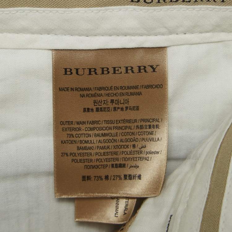 Pre Owned Burberry Navy Blue Cotton Formal Trousers S