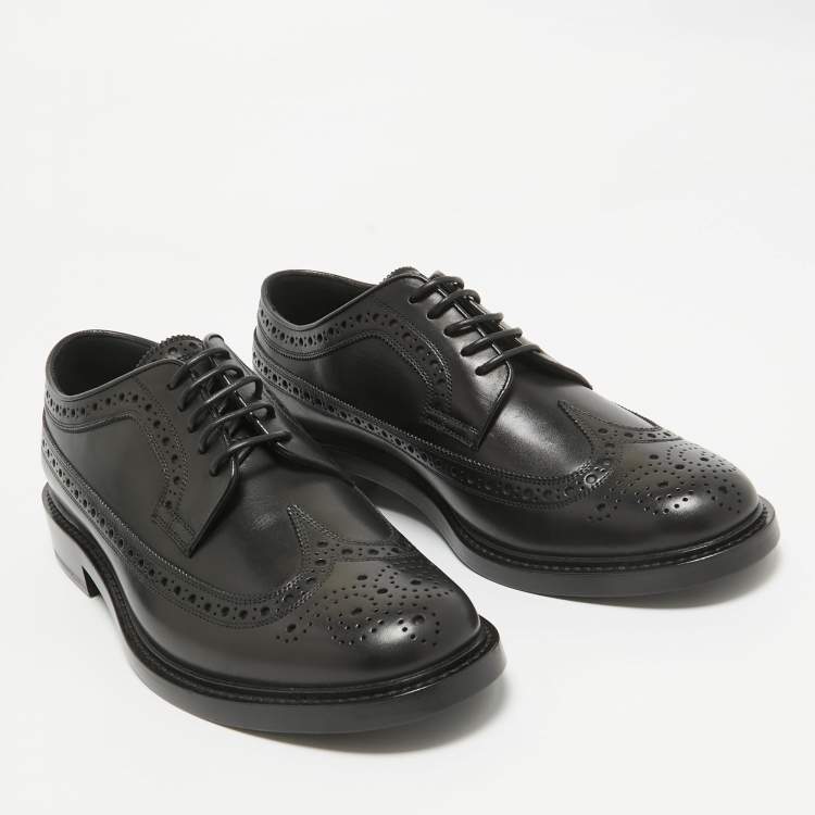 Pre Owned Burberry Black Leather Brogues Derby Size 42