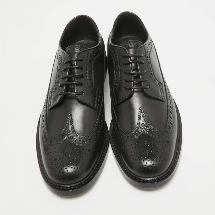 Pre Owned Burberry Black Leather Brogues Derby Size 42