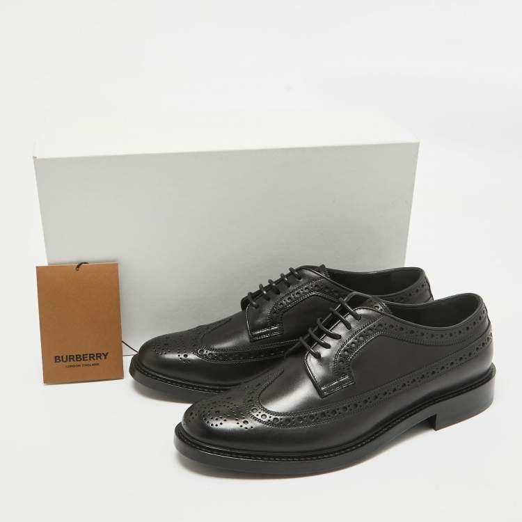 Pre Owned Burberry Black Leather Brogues Derby Size 42
