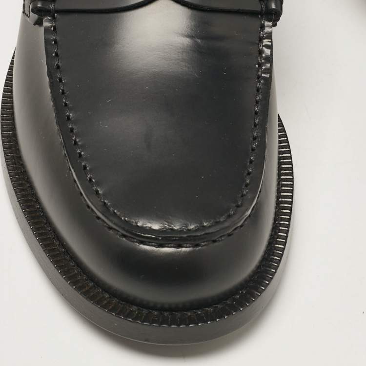 Pre Owned Burberry Black Leather Bedmont Loafers Size 39.5