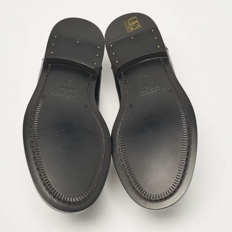 Pre Owned Burberry Black Leather Bedmont Loafers Size 39.5