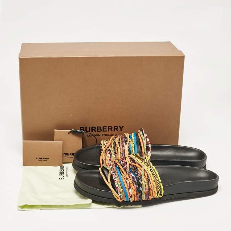 Pre Owned Burberry Multicolor Cord Melroy Slide Sandals Size 44