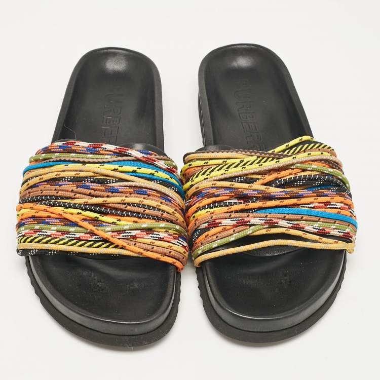 Pre Owned Burberry Multicolor Cord Melroy Slide Sandals Size 44