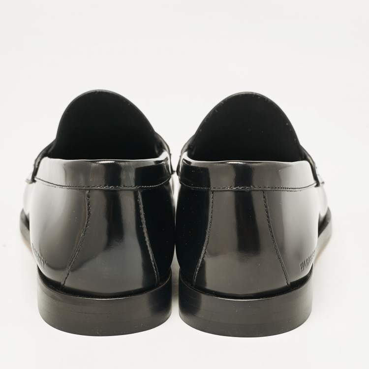 Pre Owned Burberry Black Brushed Leather Rupert Loafers Size 40