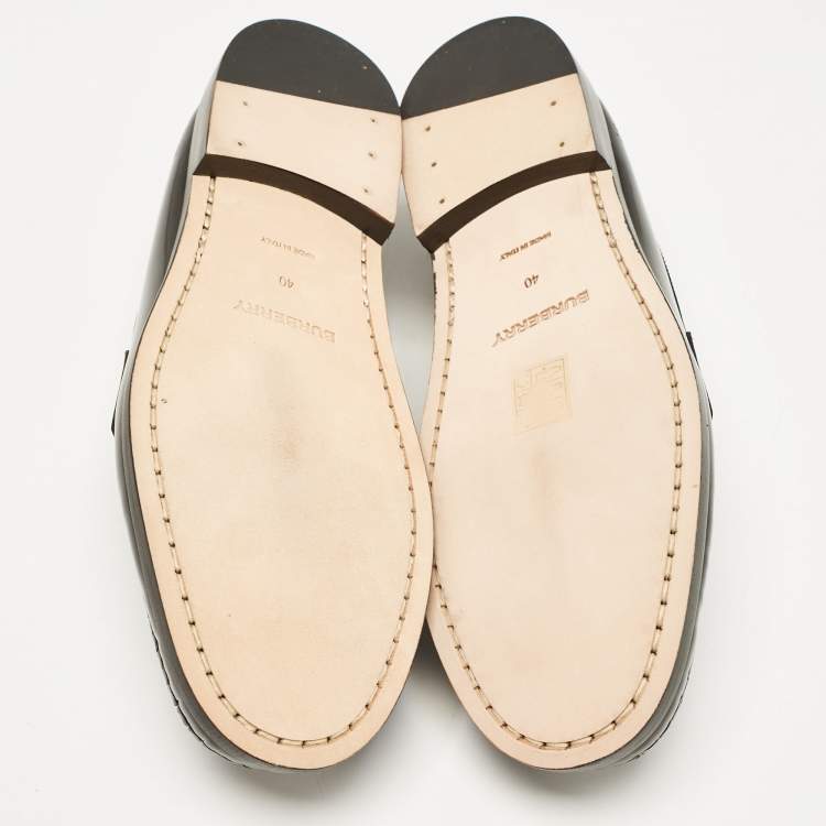 Pre Owned Burberry Black Brushed Leather Rupert Loafers Size 40