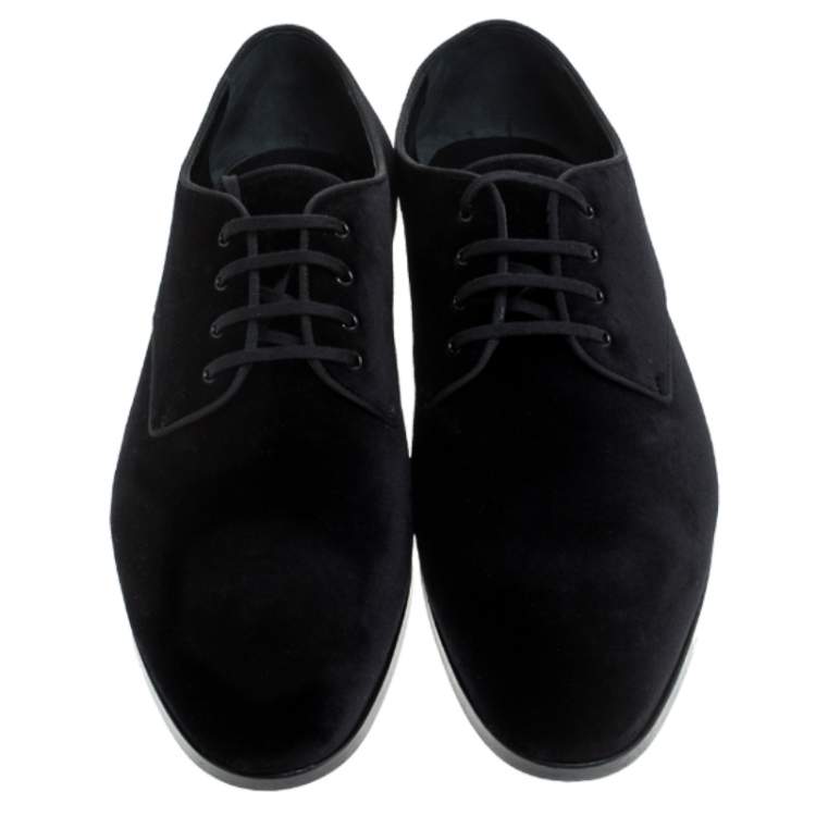 Pre Owned Burberry Black Velvet Menning Derby Size 42.5