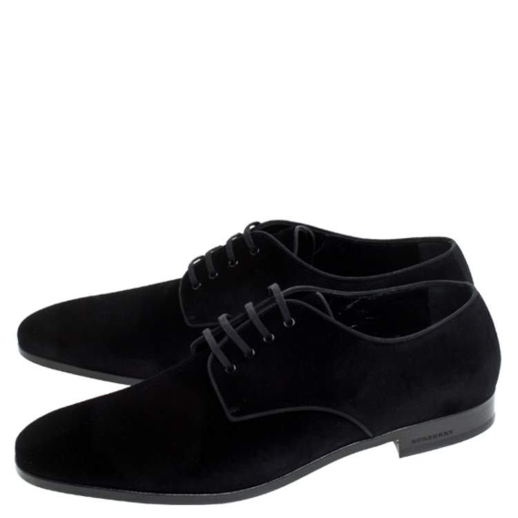 Pre Owned Burberry Black Velvet Menning Derby Size 42.5