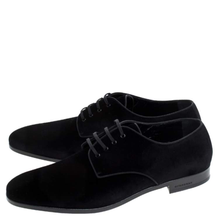 Pre Owned Burberry Black Velvet Menning Derby Size 45