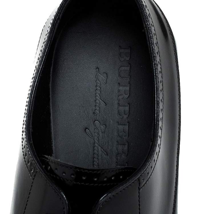Pre Owned Burberry Black Leather Cranbook Wing Tip Lace Up Derby Size 40.5