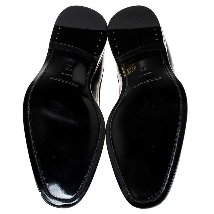 Pre Owned Burberry Black Leather Cranbook Wing Tip Lace Up Derby Size 40.5