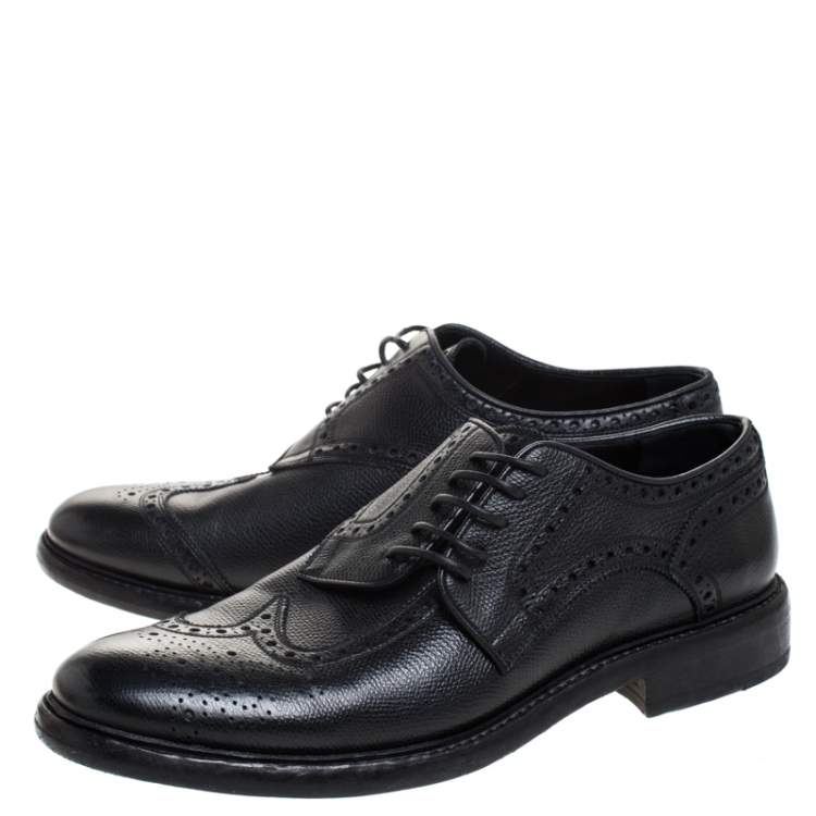 Pre Owned Burberry Black Brogue Leather Rayford Derby Size 43