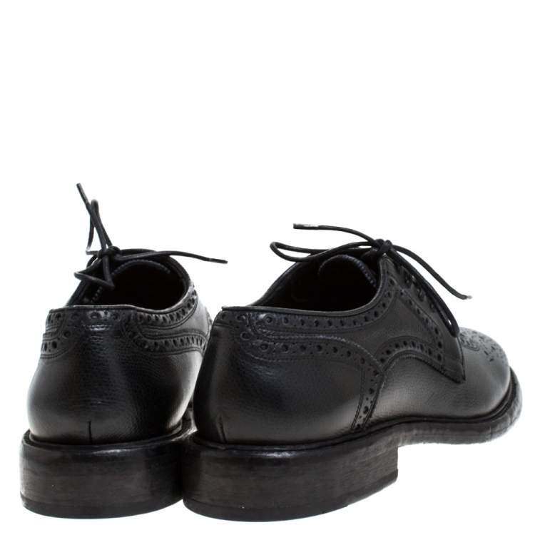 Pre Owned Burberry Black Brogue Leather Rayford Derby Size 44