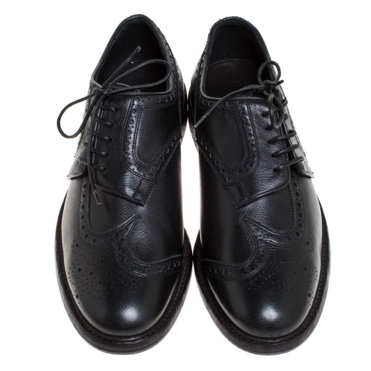 Pre Owned Burberry Black Brogue Leather Rayford Derby Size 44