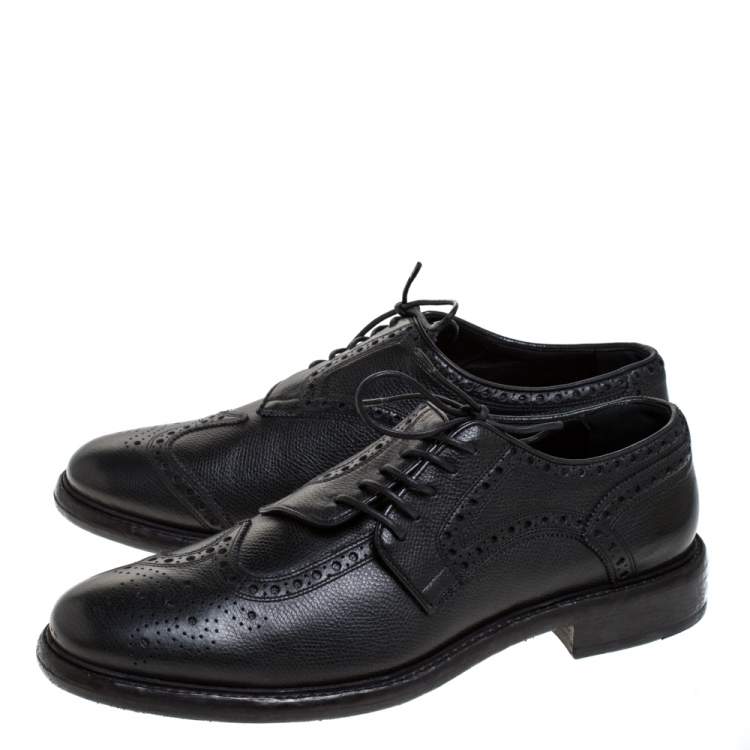 Pre Owned Burberry Black Brogue Leather Rayford Derby Size 44