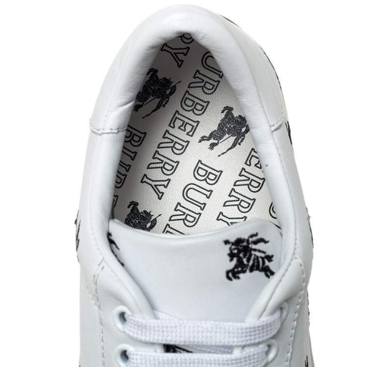 Pre Owned Burberry White Leather Timsbury Low Top Sneakers Size 40