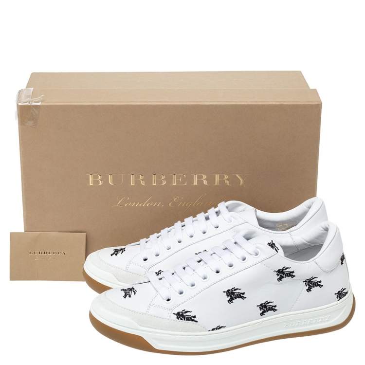 Pre Owned Burberry White Leather Timsbury Low Top Sneakers Size 40