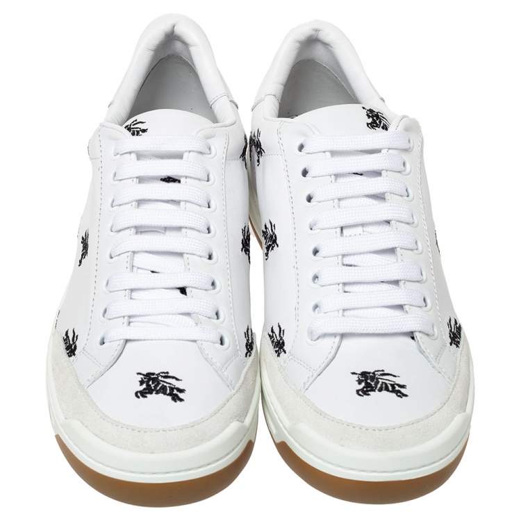 Pre Owned Burberry White Leather Timsbury Low Top Sneakers Size 40