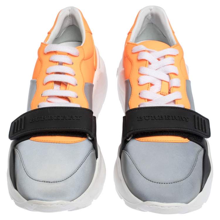 Pre Owned Burberry Multicolor Leather And Fabric Reg L Low Top Sneakers Size 41