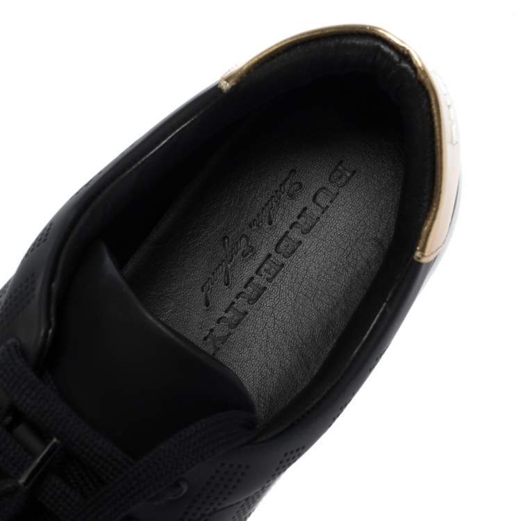 Pre Owned Burberry Black Perforated Check Leather Westford Low Top Sneakers Size 41