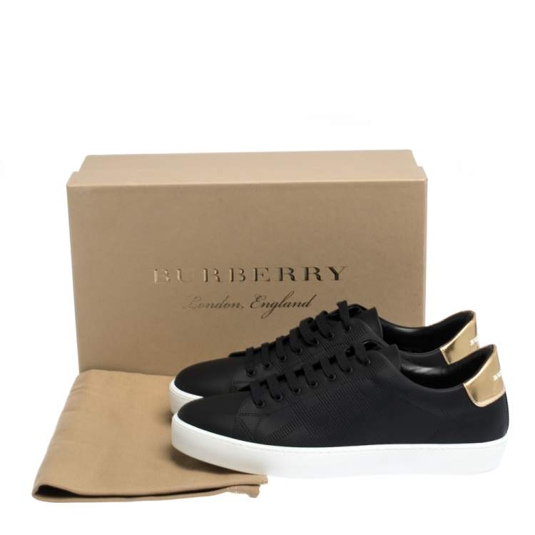 Pre Owned Burberry Black Perforated Check Leather Westford Low Top Sneakers Size 41