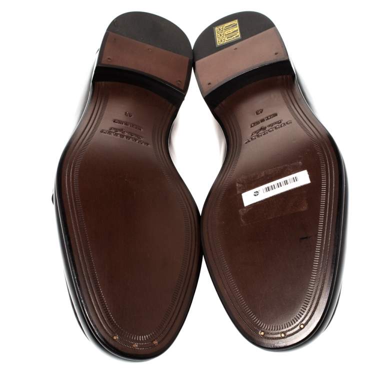 Pre Owned  Burberry Black Leather Solway Slip On Loafers Size 43