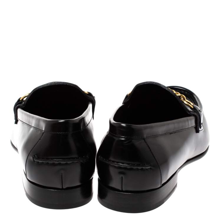 Pre Owned  Burberry Black Leather Solway Slip On Loafers Size 43