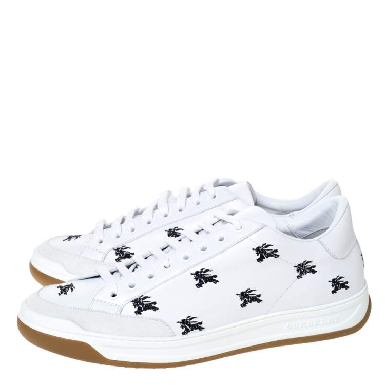 Pre Owned Burberry White Leather Timsbury Low Top Sneakers Size 44