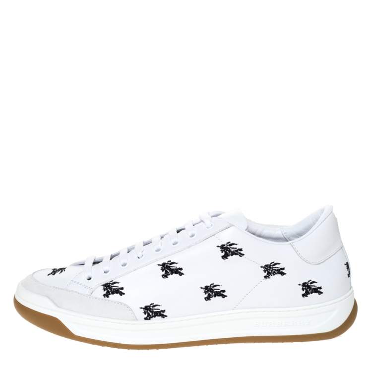 Pre Owned Burberry White Leather Timsbury Low Top Sneakers Size 44