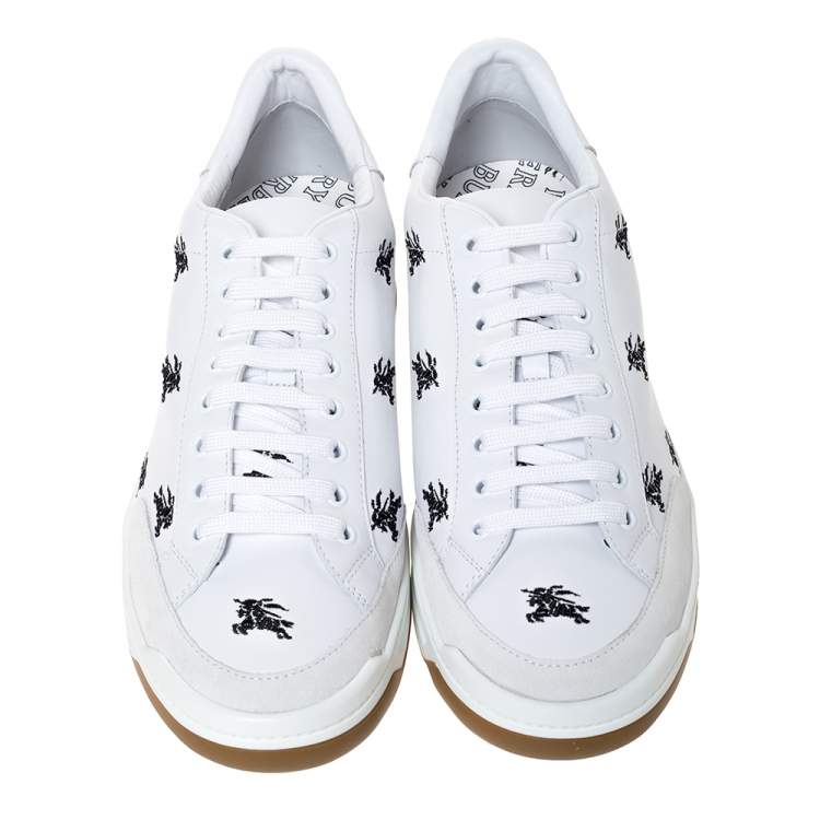 Pre Owned Burberry White Leather Timsbury Low Top Sneakers Size 44