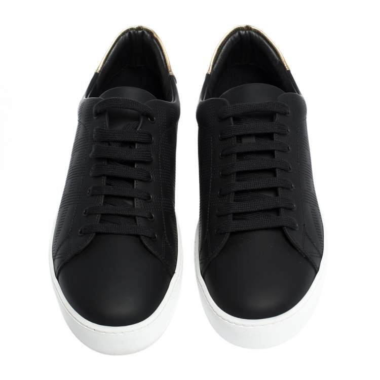 مملوكة مسبقًا Burberry Black Perforated Check Leather Westford Low Top Sneakers Size 41
