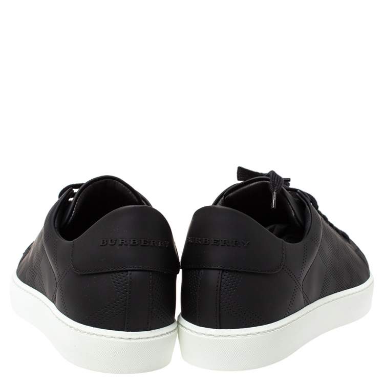 Pre Owned Burberry Black Perforated Check Leather Westford Low Top Sneakers Size 41