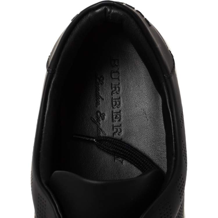 Pre Owned Burberry Black Perforated Check Leather Westford Low Top Sneakers Size 41