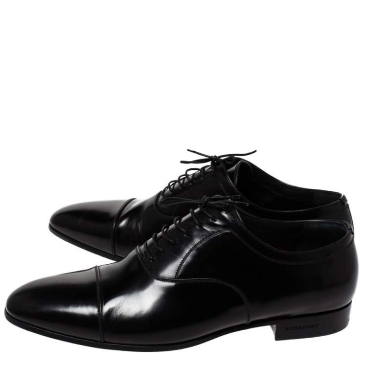 Pre Owned Burberry Black Leather Millstead Lace Up Oxfords Size 43