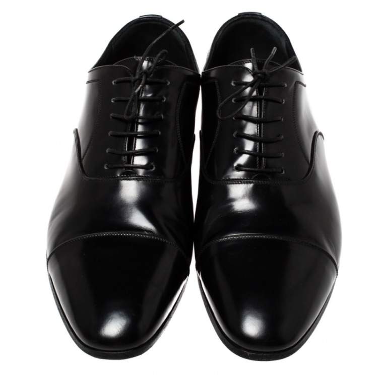 Pre Owned Burberry Black Leather Millstead Lace Up Oxfords Size 43