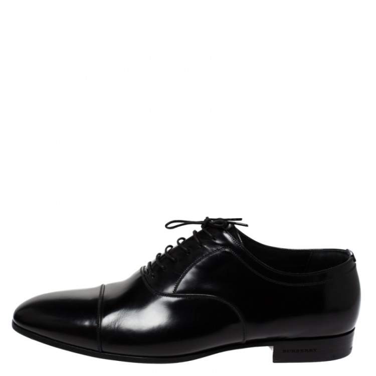 Pre Owned Burberry Black Leather Millstead Lace Up Oxfords Size 43