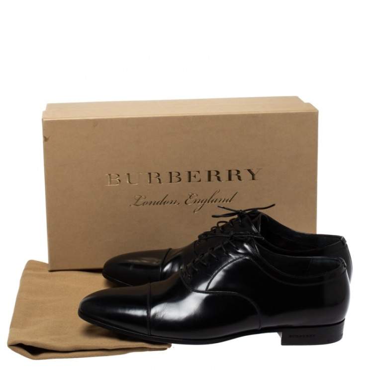 Pre Owned Burberry Black Leather Millstead Lace Up Oxfords Size 43