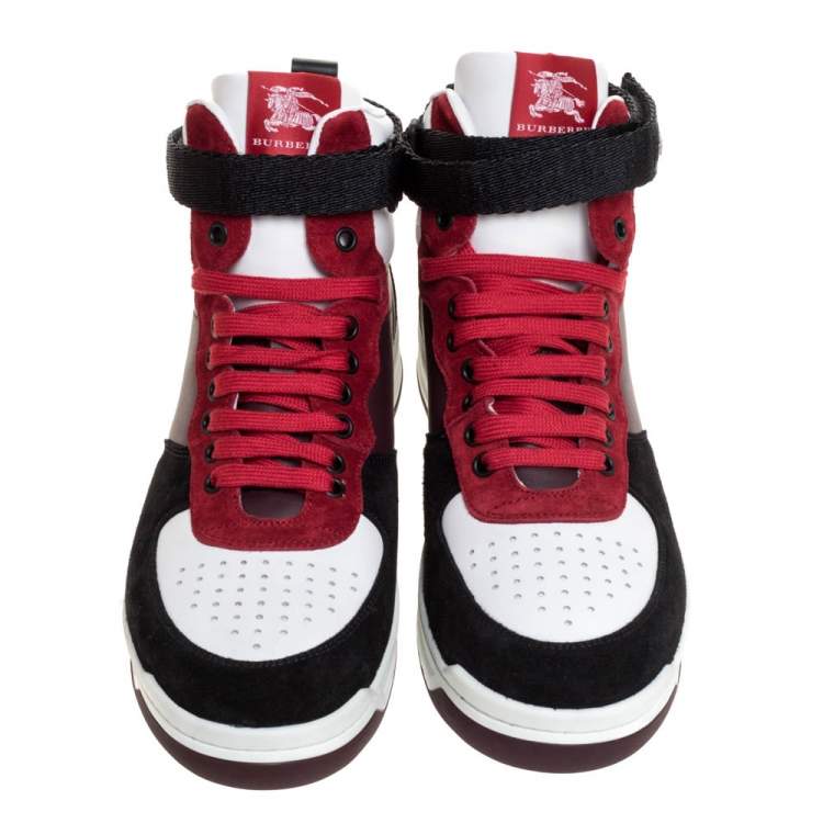 Pre Owned Burberry Multicolor Leather and Suede Dennis High Top Sneakers Size 42.5