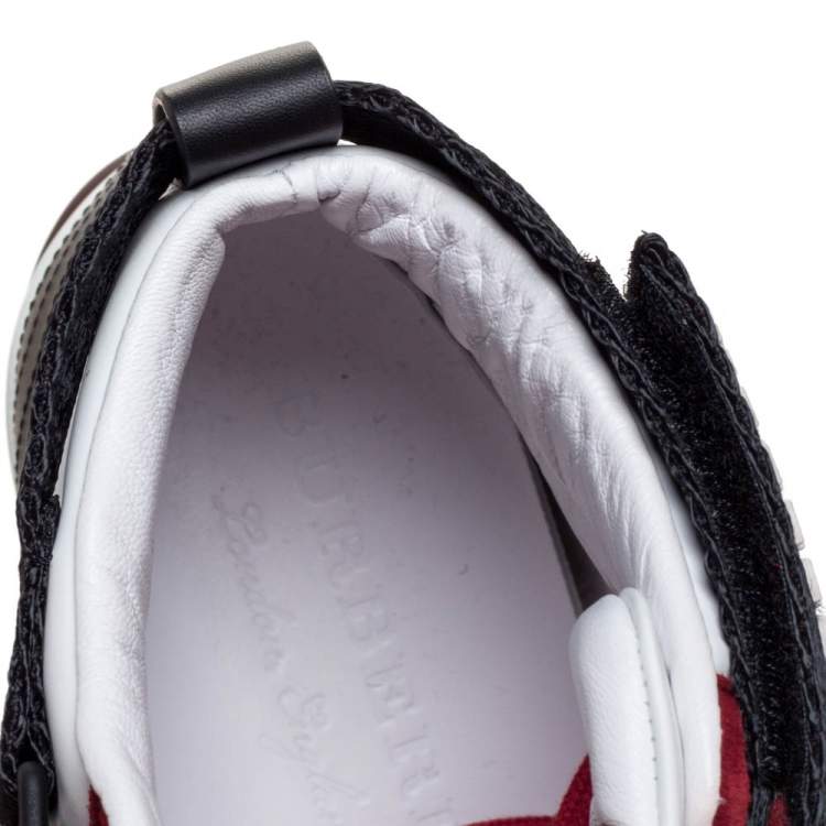Pre Owned Burberry Multicolor Leather and Suede Dennis High Top Sneakers Size 42.5