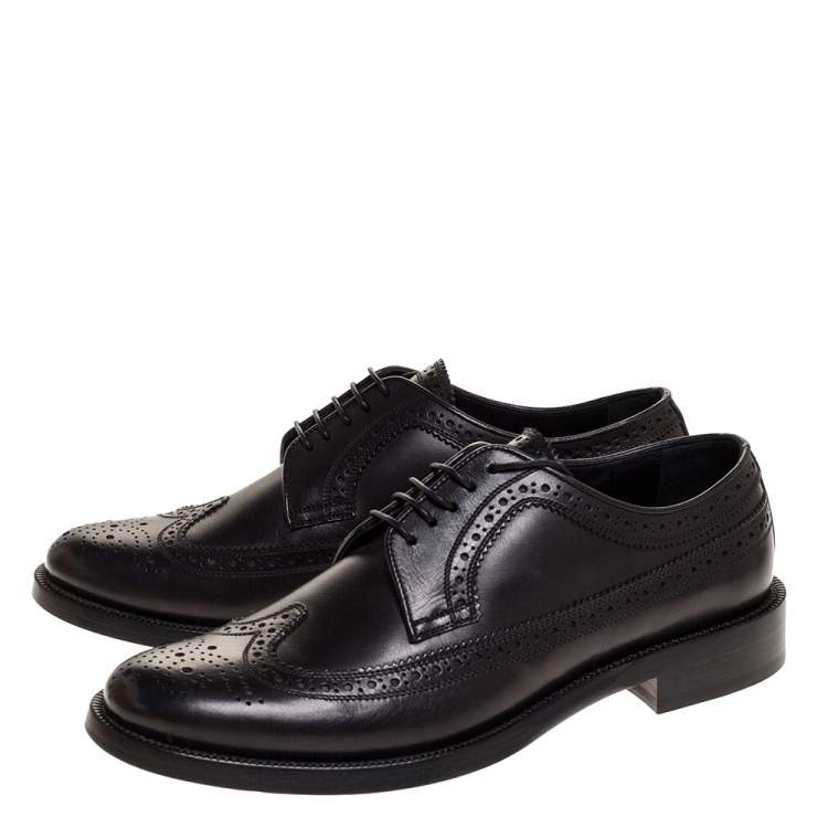 Pre Owned Burberry Black Brogue Leather Aleighton Lace Up Derby Size 40.5