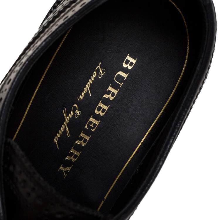 Pre Owned Burberry Black Brogue Leather Aleighton Lace Up Derby Size 40.5
