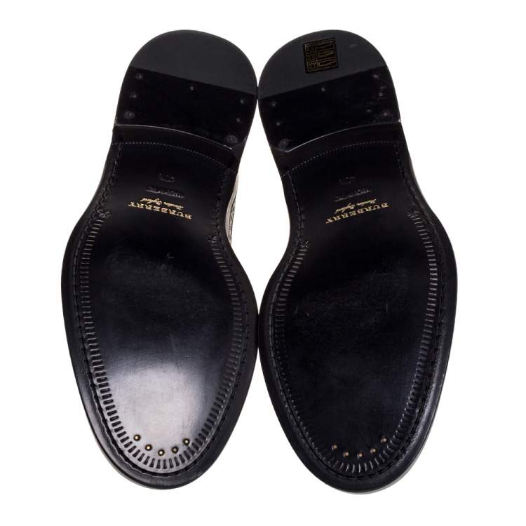 Pre Owned Burberry Black Brogue Leather Aleighton Lace Up Derby Size 40.5