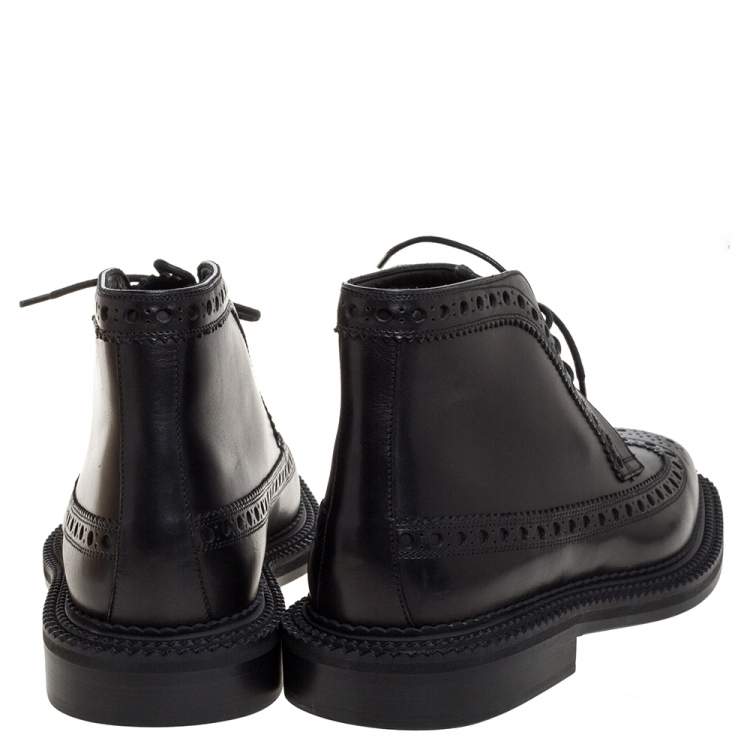 Pre Owned Burberry Black Brogue Leather Wilmont Ankle Boots Size 42
