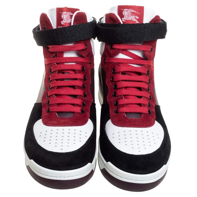 Pre Owned Burberry Multicolor Suede And Leather Dennis High Top Sneakers Size 44