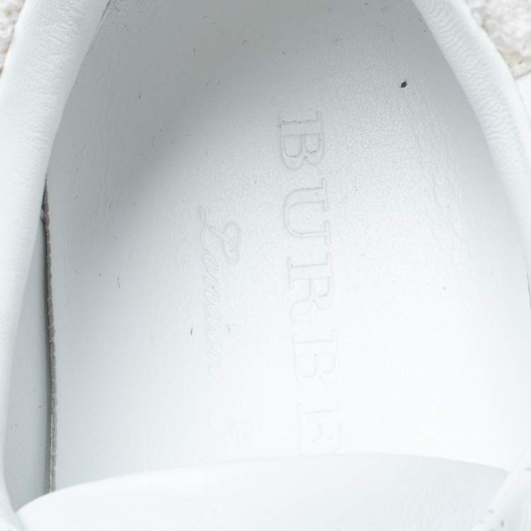 Pre Owned Burberry White Perforated Leather Bert Low Top Sneakers Size 41.5