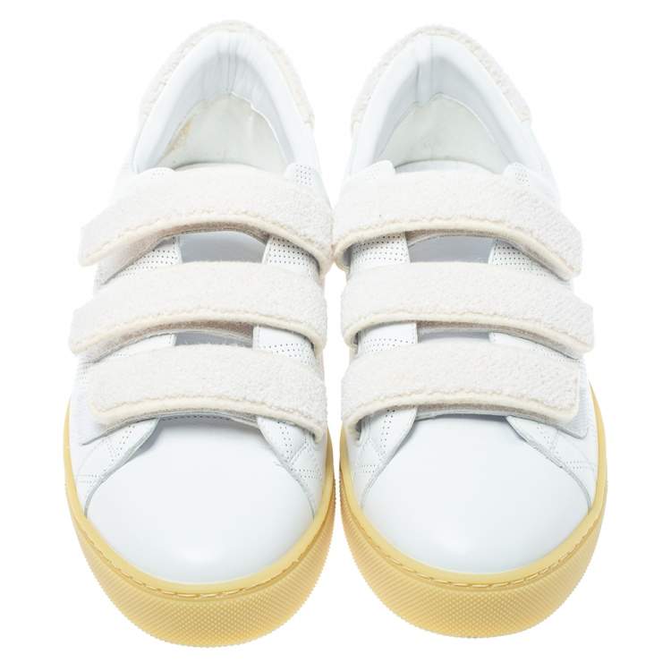 Pre Owned Burberry White Perforated Leather Bert Low Top Sneakers Size 41.5