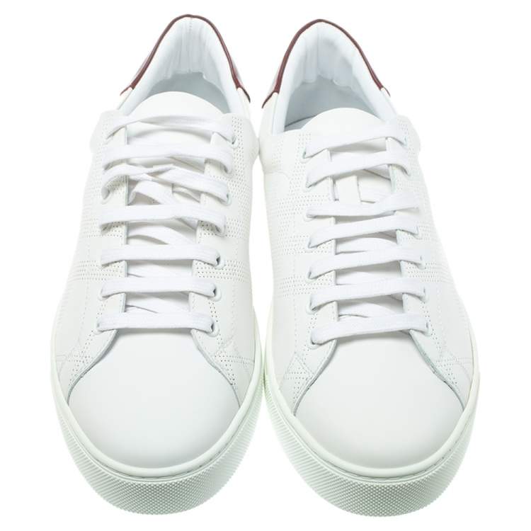 Pre Owned Burberry White Perforated Leather Albert Low Top Sneakers Size 44
