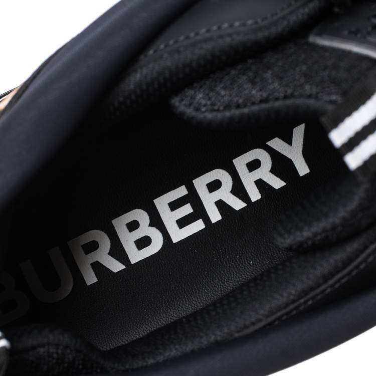 Pre Owned Burberry Black Mesh And Leopard Print Satin Arthur Low Top Sneakers Size 43