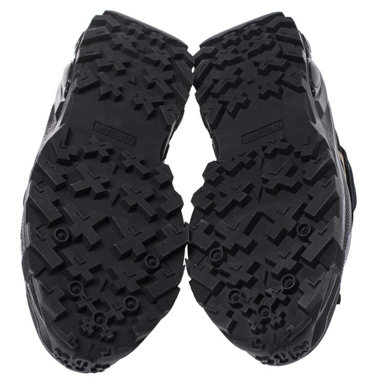 Pre Owned Burberry Black Mesh And Leopard Print Satin Arthur Low Top Sneakers Size 44