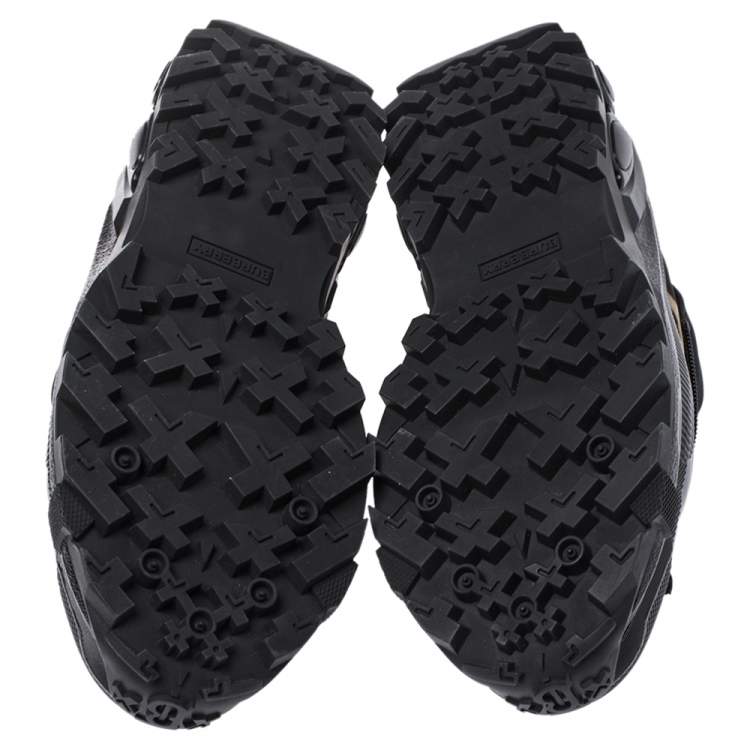 Pre Owned Burberry Black Mesh And Leopard Print Satin Arthur Low Top Sneakers Size 43.5
